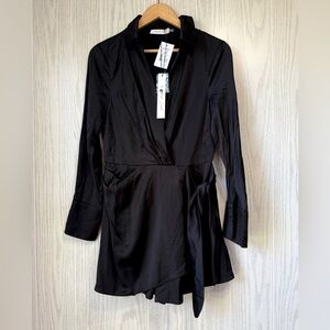 Mustard Seed Black Wrap Romper Size M NWT